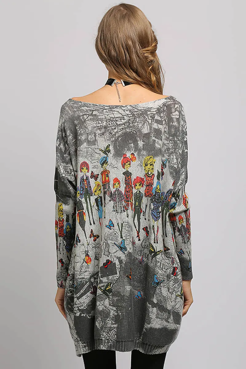 Loose and simple printed sweater