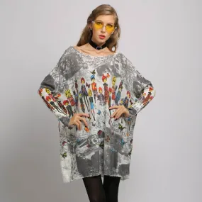 Loose and simple printed sweater