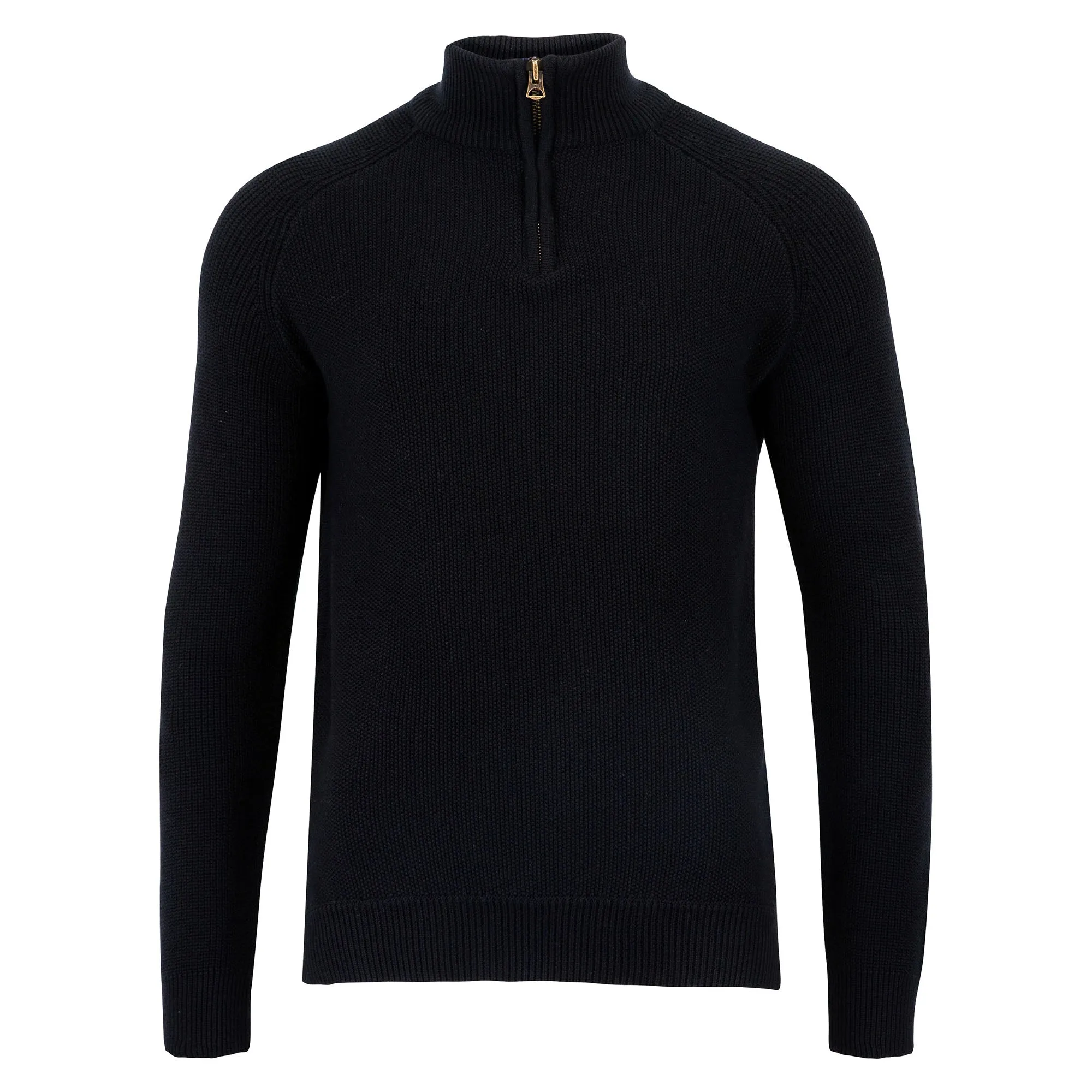 Mens Midweight Cotton Zip Neck Jumper