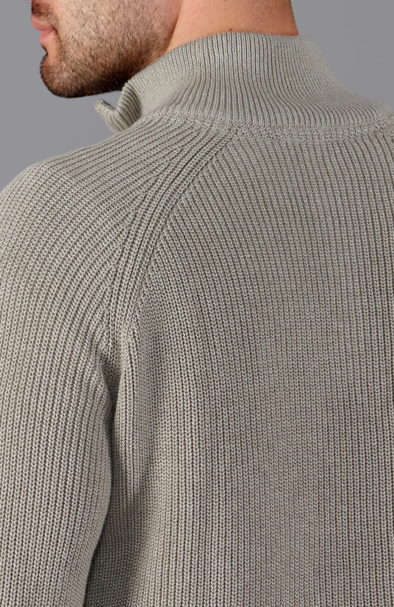 Mens Midweight Cotton Zip Neck Jumper