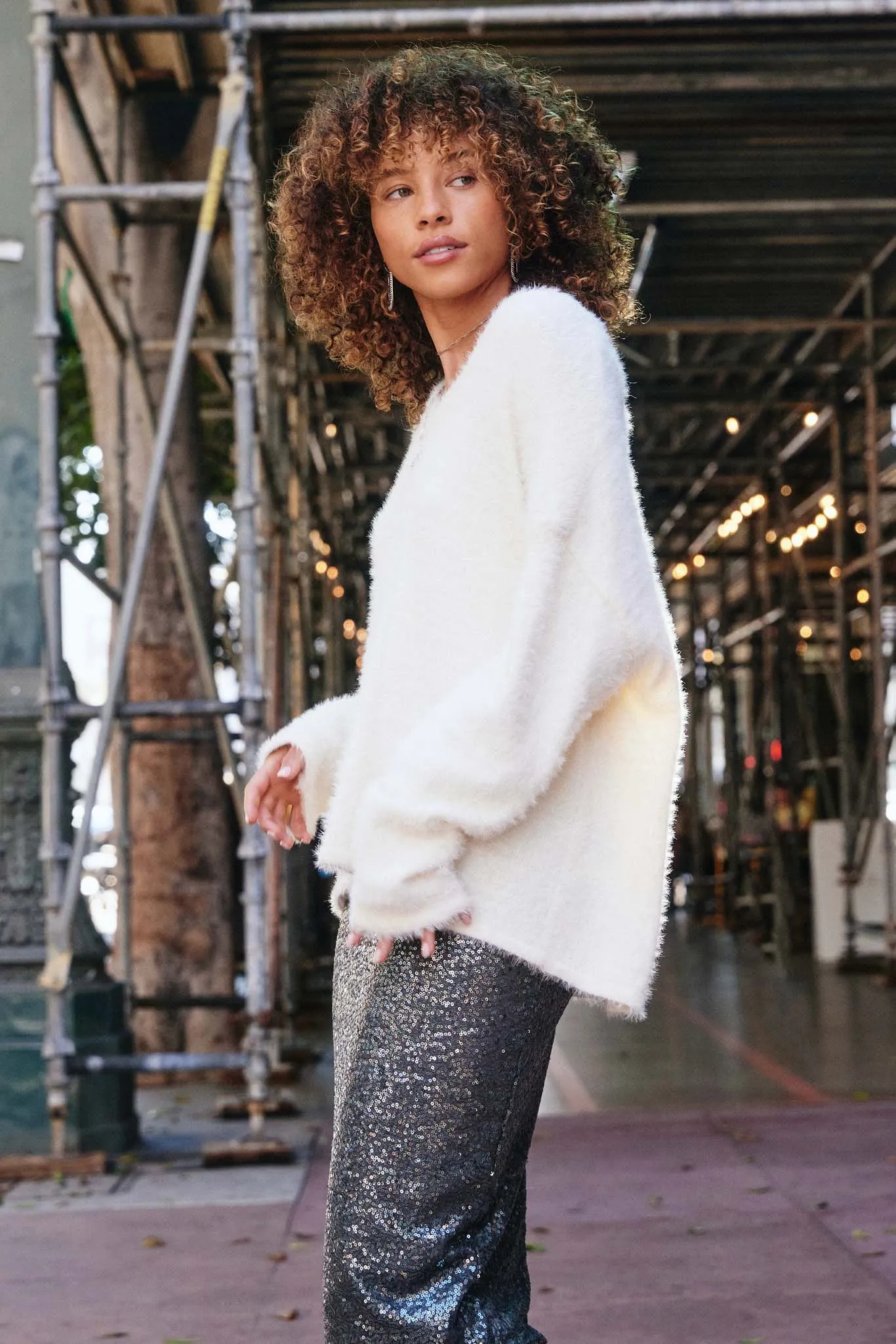 Mohair V Neck Sweater Top