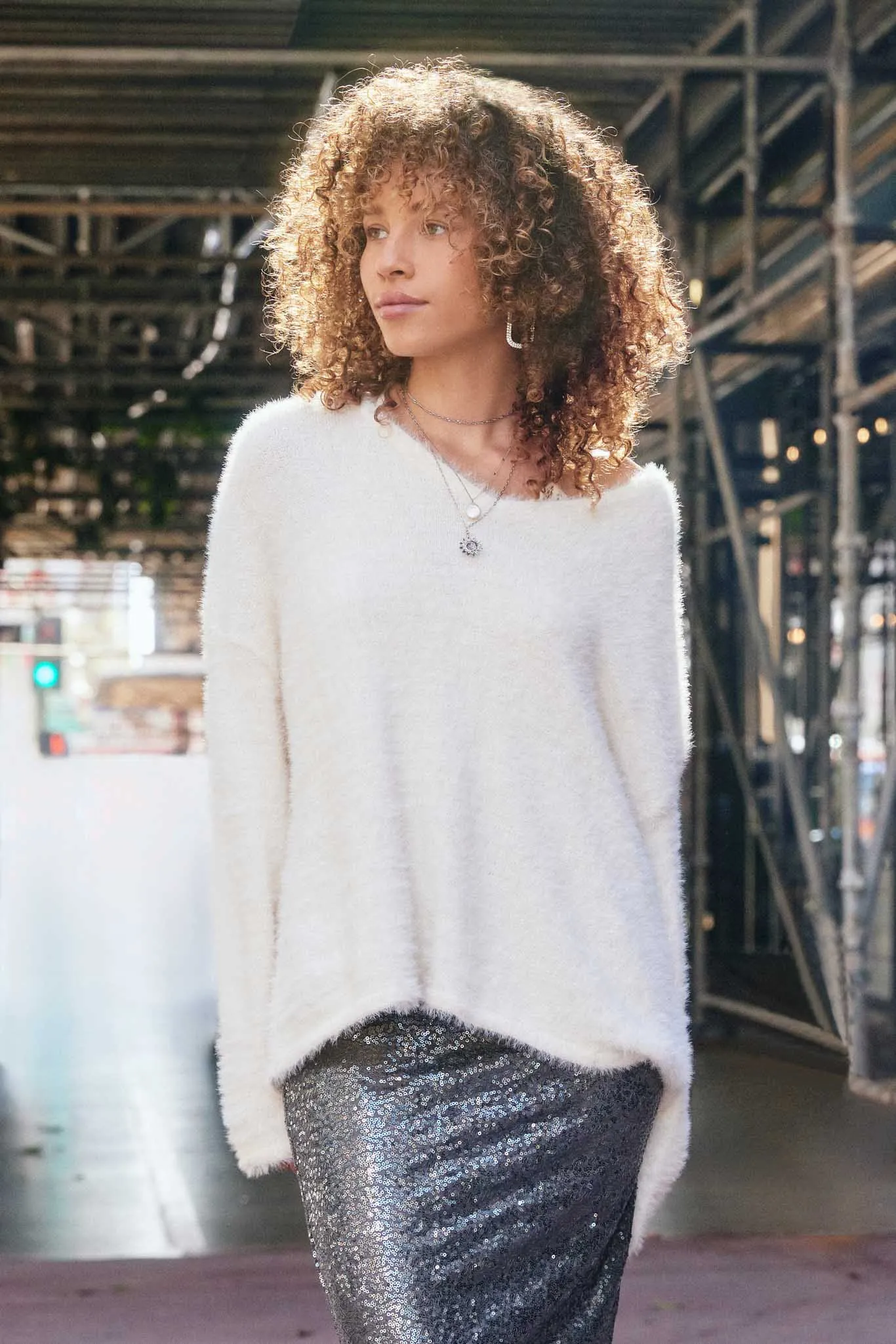Mohair V Neck Sweater Top