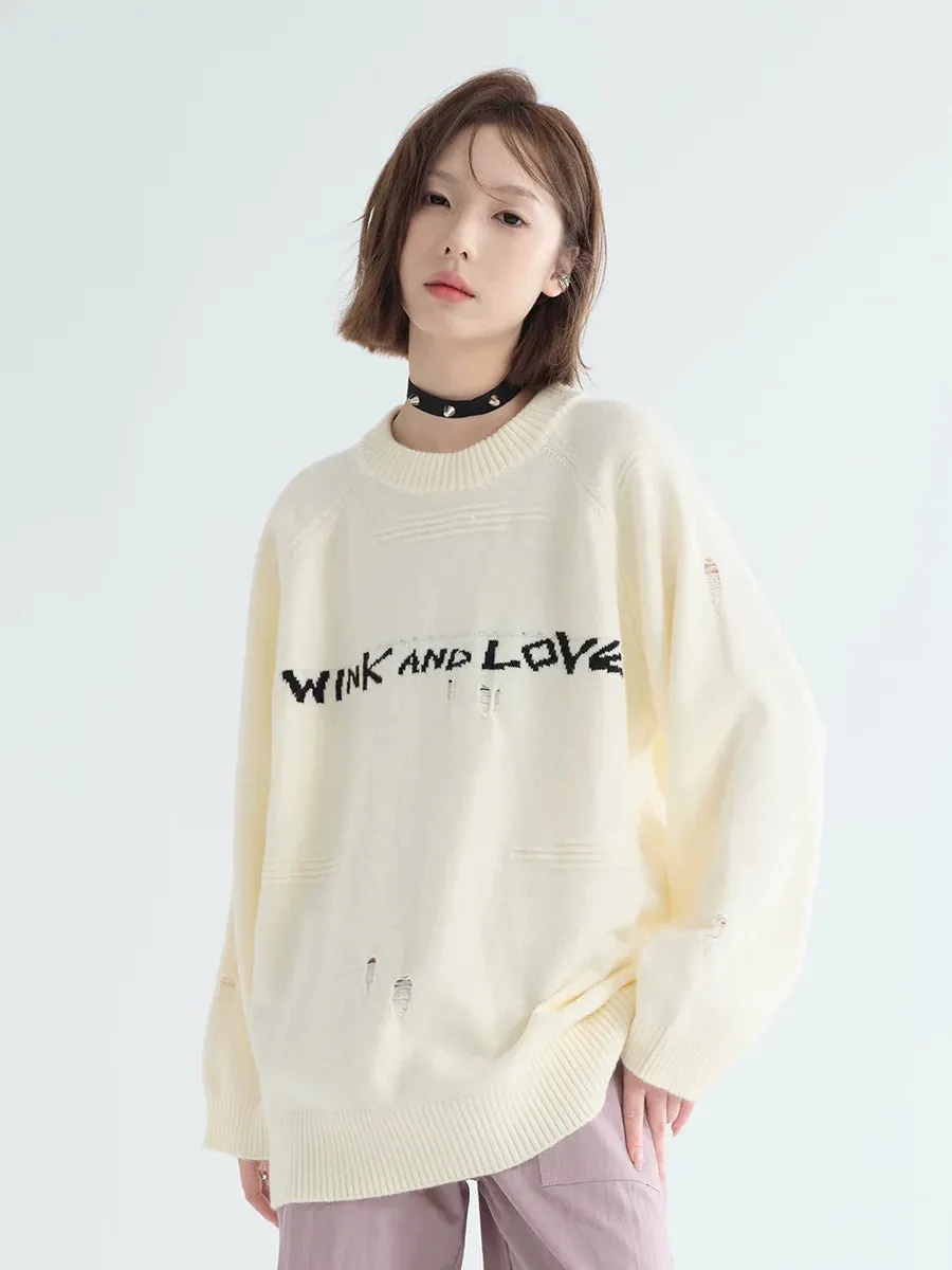 Neck Loose Sweater Round Logo Casual