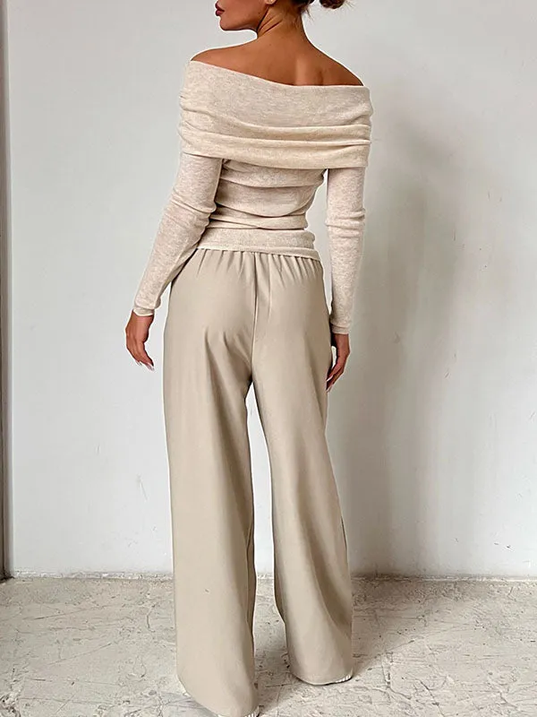 Off Shoulder Basic Ribbed Sweater