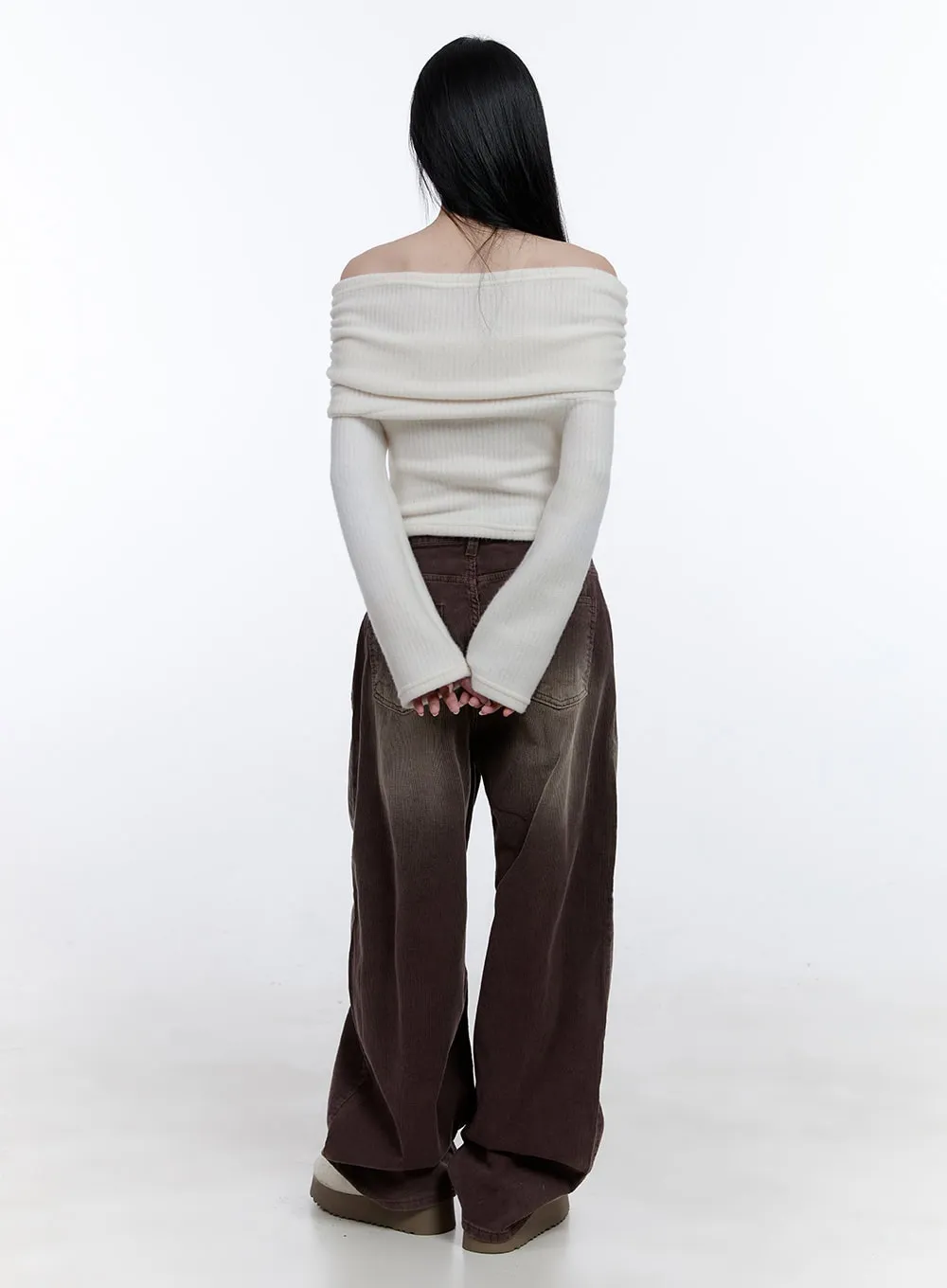 Off-Shoulder Cropped Sweater CD416