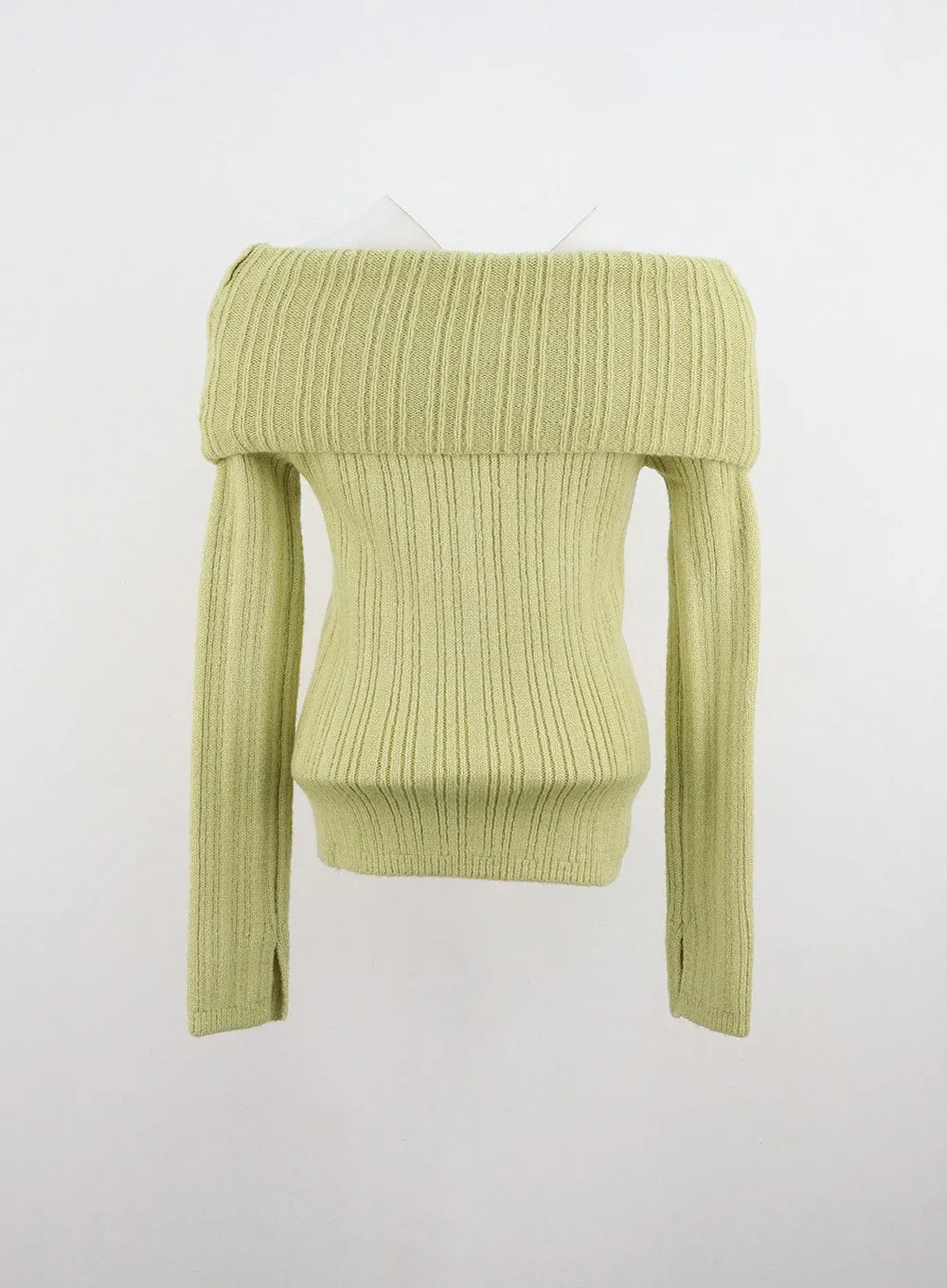 Off-Shoulder Rib Sweater IO320