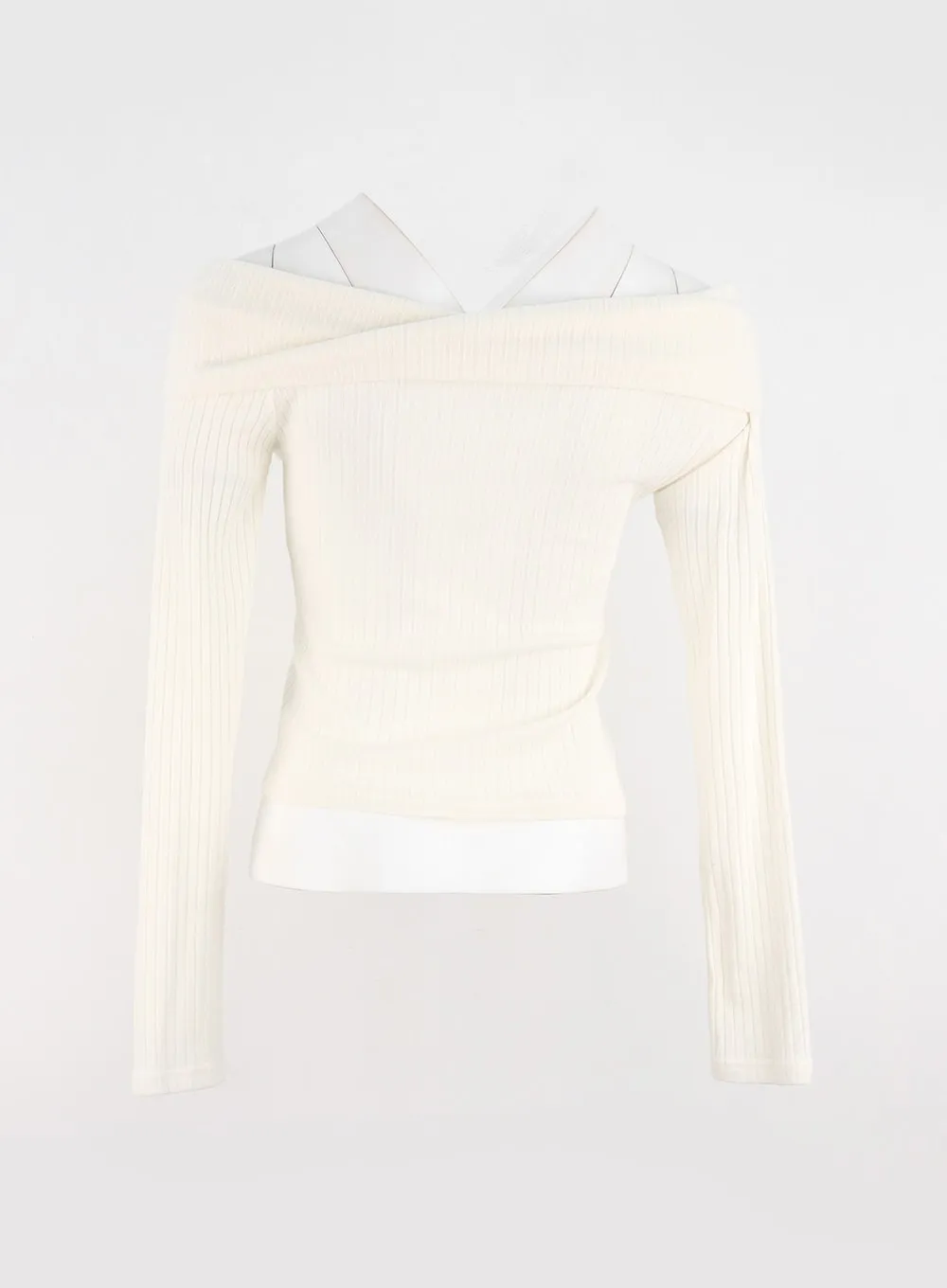Off-Shoulder Ribbed Cardigan IO324