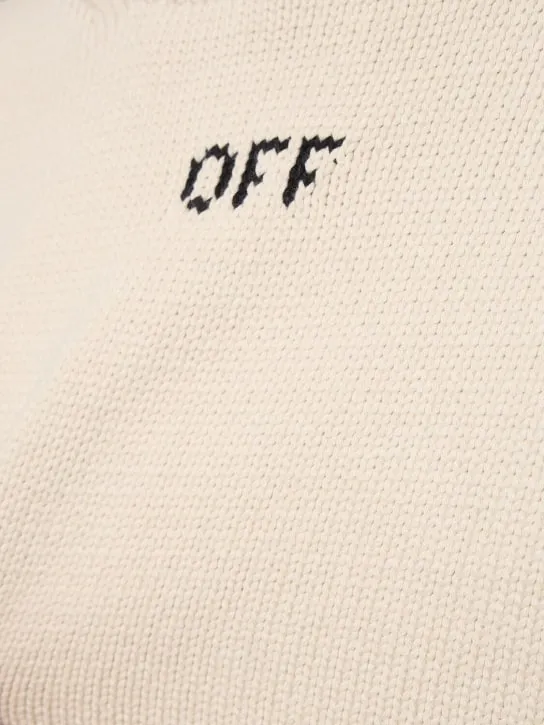Off-White   Stitch arrow cotton blend knit sweater 