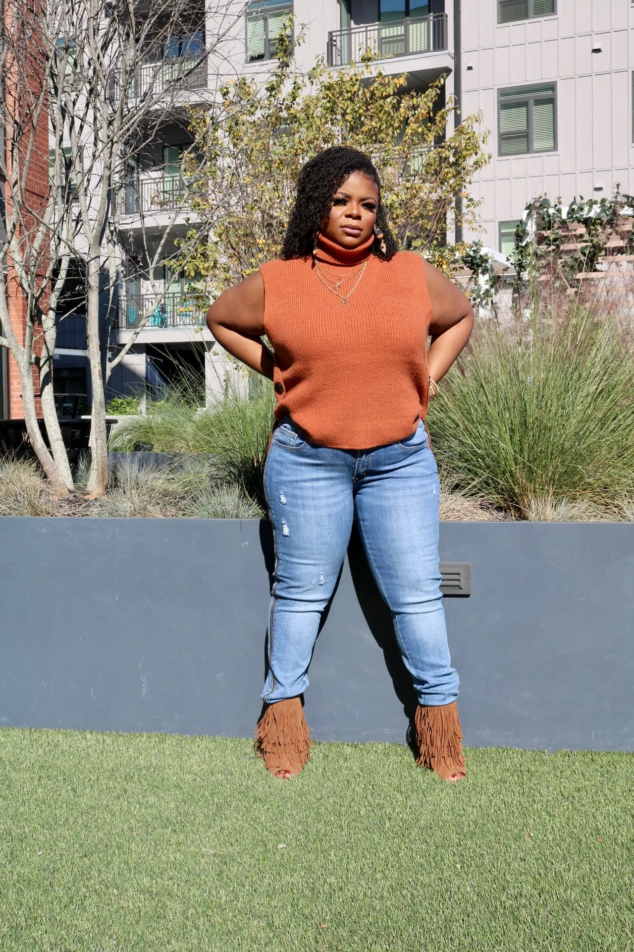 Peek-a-Boo Turtleneck Vest