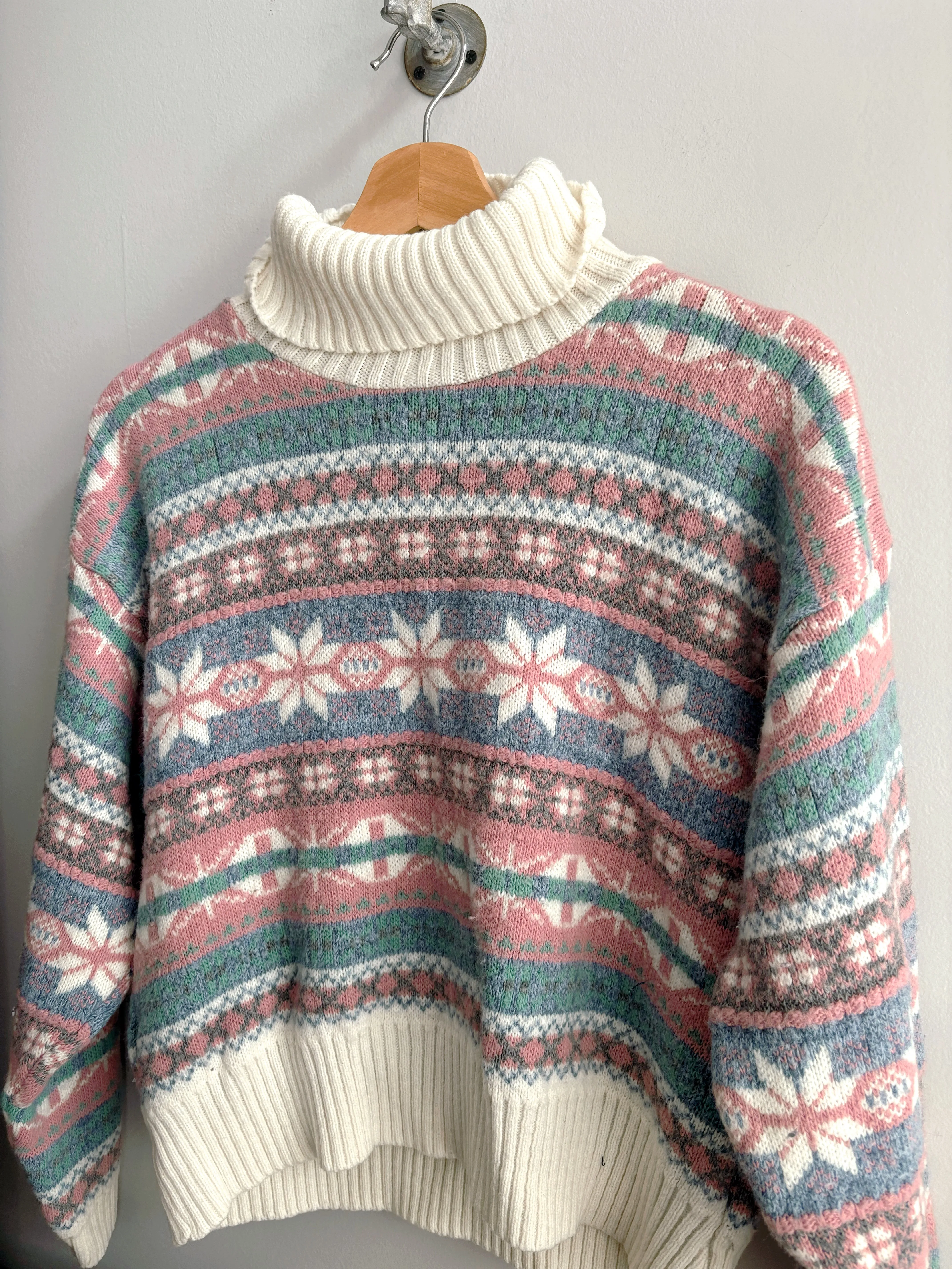 Pink Winter Turtleneck Sweater