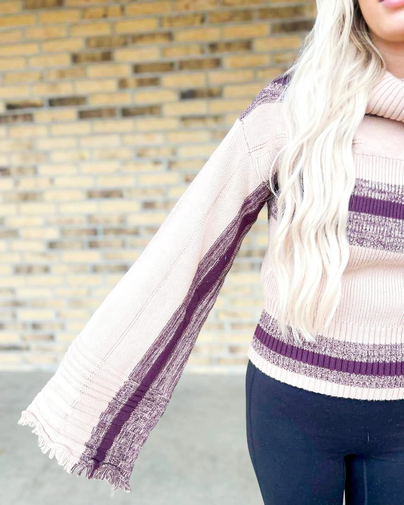 Plum & Taupe Off Shoulder Sweater