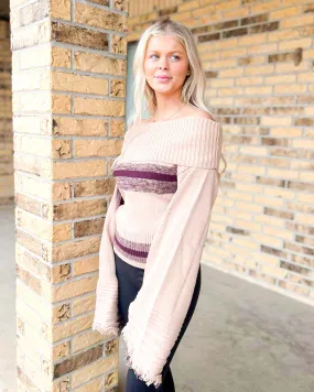 Plum & Taupe Off Shoulder Sweater
