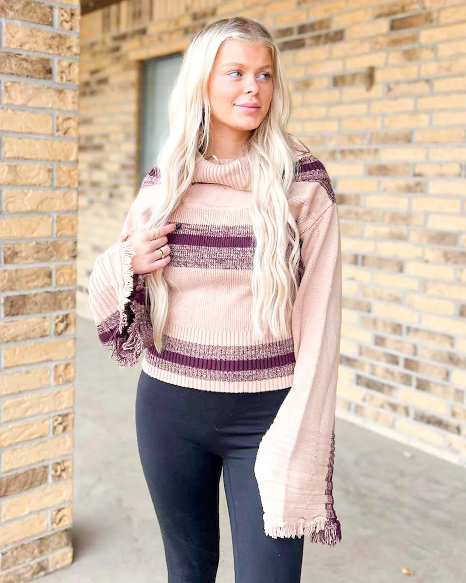 Plum & Taupe Off Shoulder Sweater