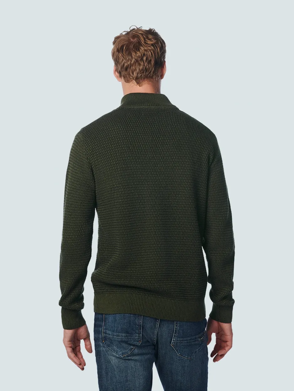 Pullover Half Zipper 2 Coloured Melange | Dark Green