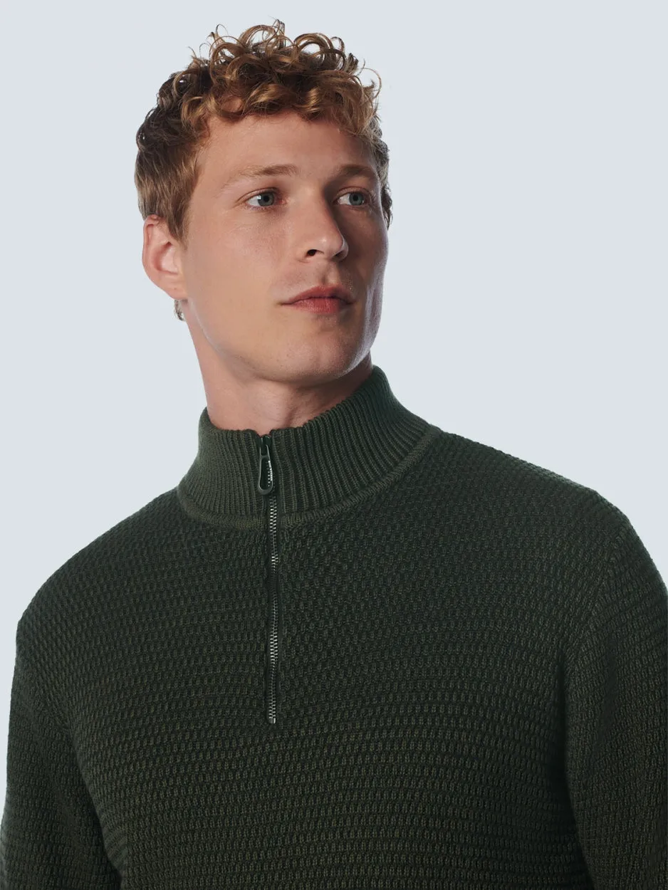 Pullover Half Zipper 2 Coloured Melange | Dark Green