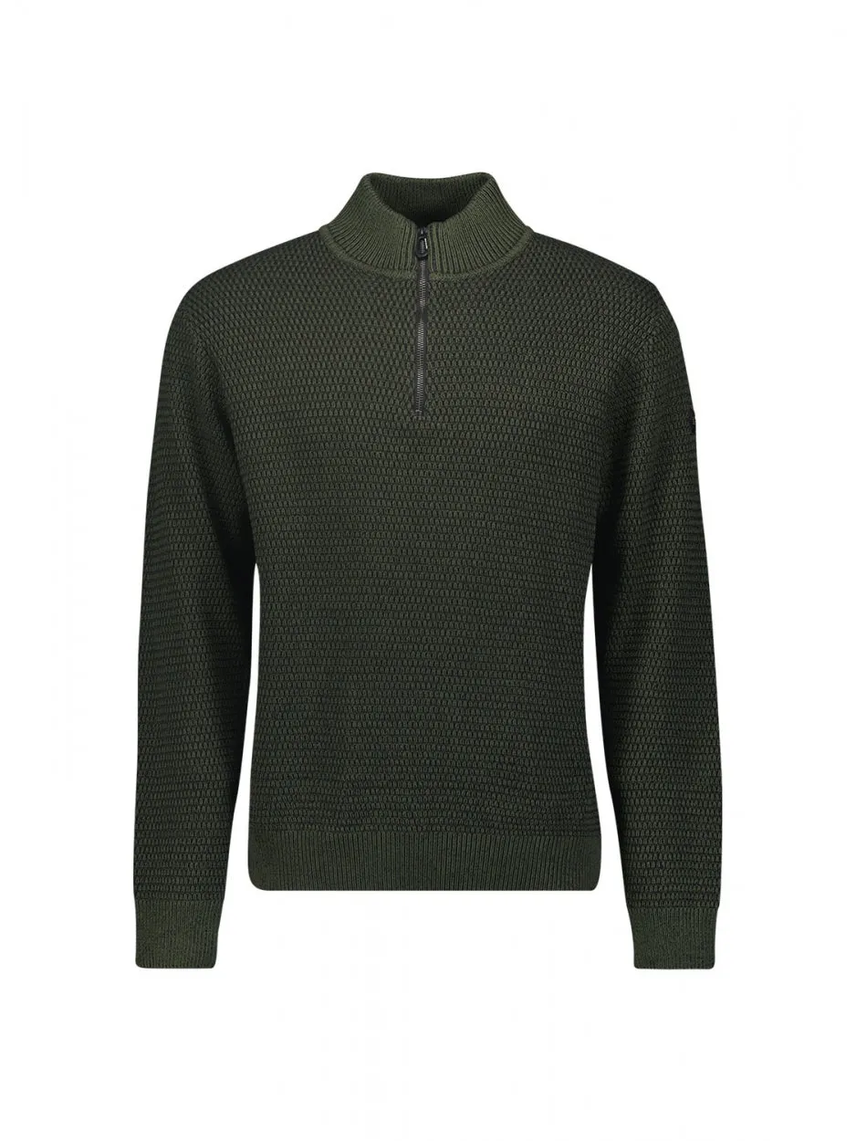 Pullover Half Zipper 2 Coloured Melange | Dark Green