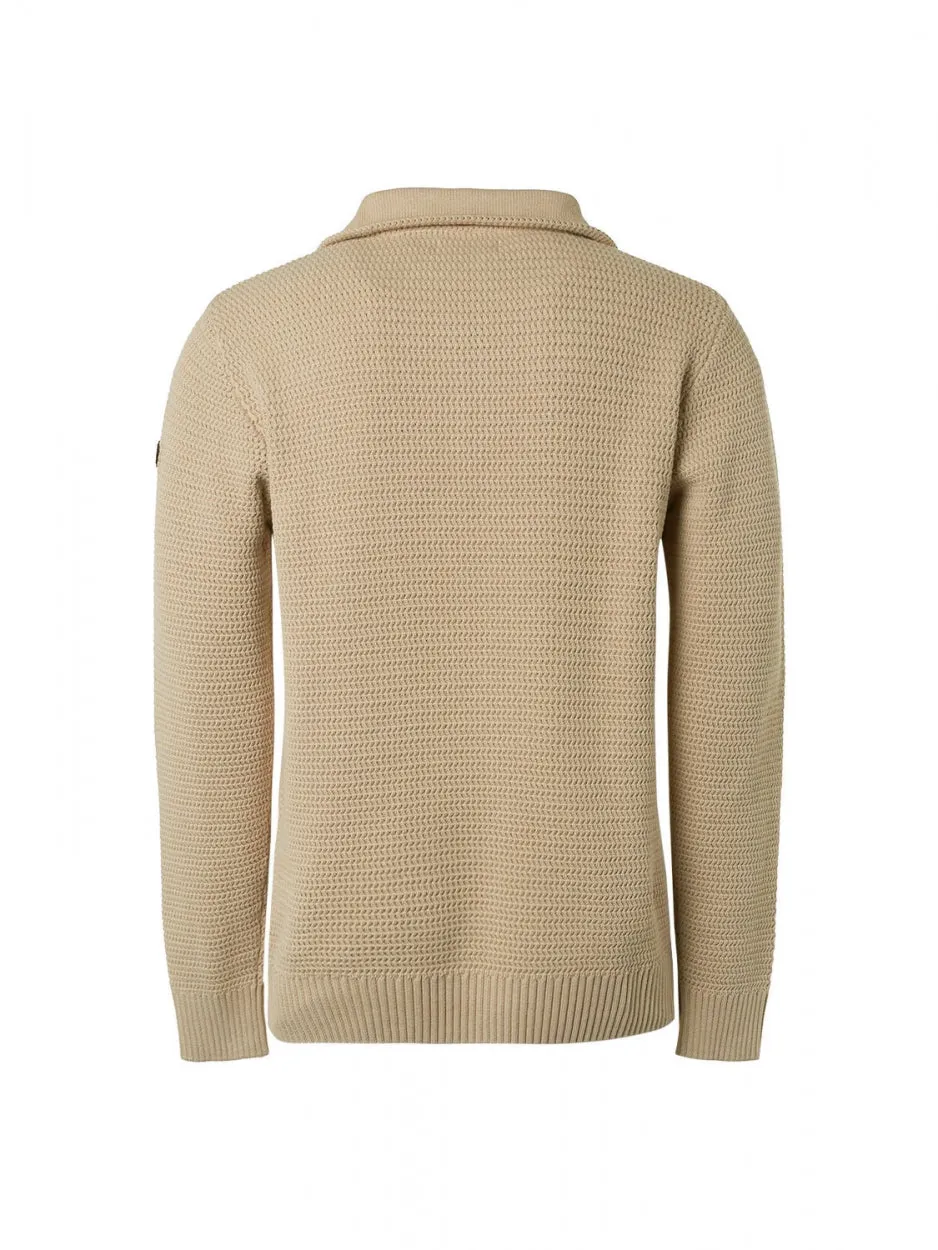 Pullover Half Zipper Solid Jacquard | Stone