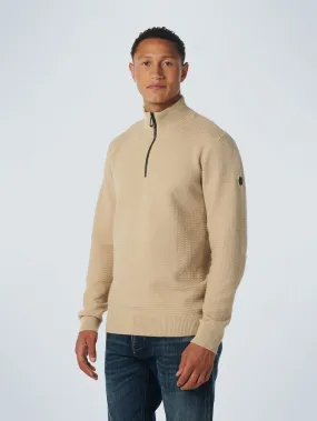 Pullover Half Zipper Solid Jacquard | Stone