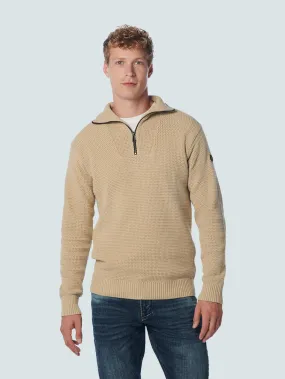 Pullover Half Zipper Solid Jacquard | Stone