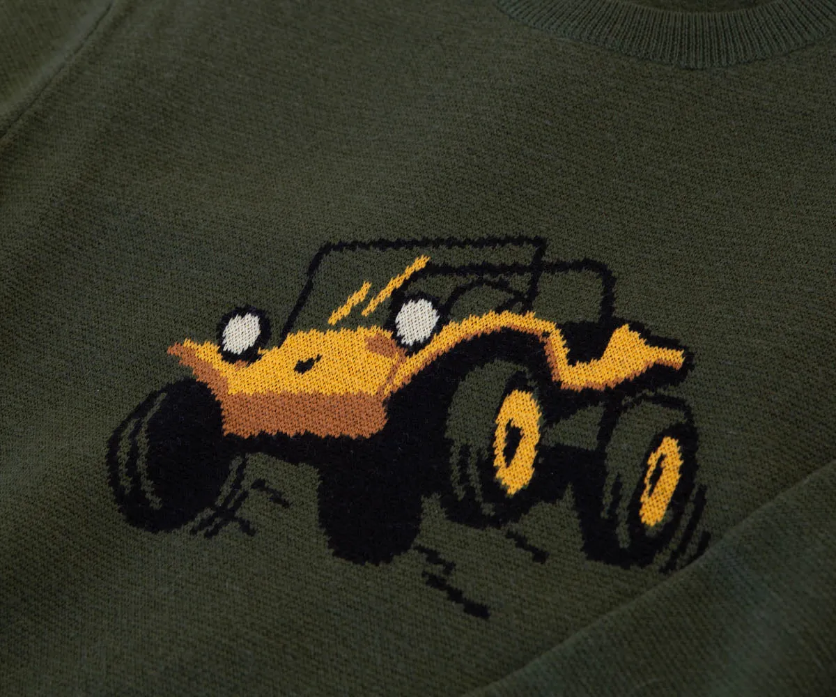 "Bruce's Jump" Wool Jacquard Woven Sweater