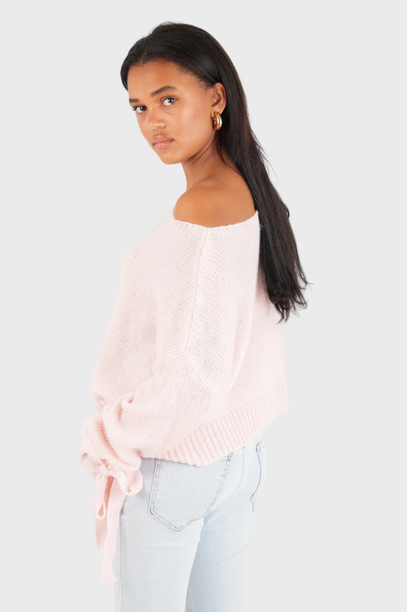 "One shoulder" sweater light pink