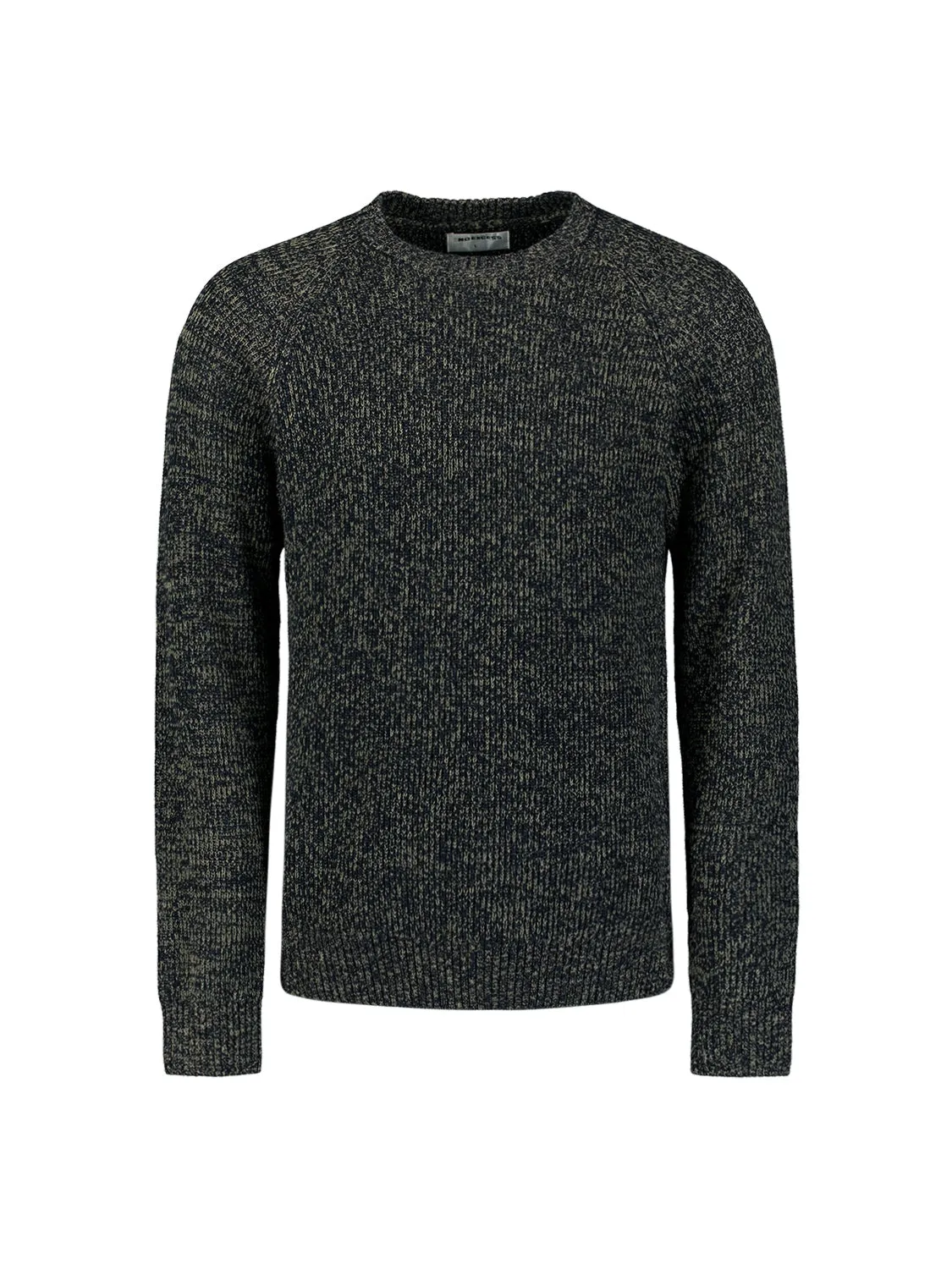 Round Neck Sweater with Tri-Color Rib Pattern: Stylish Comfort with a Colorful Twist | Night