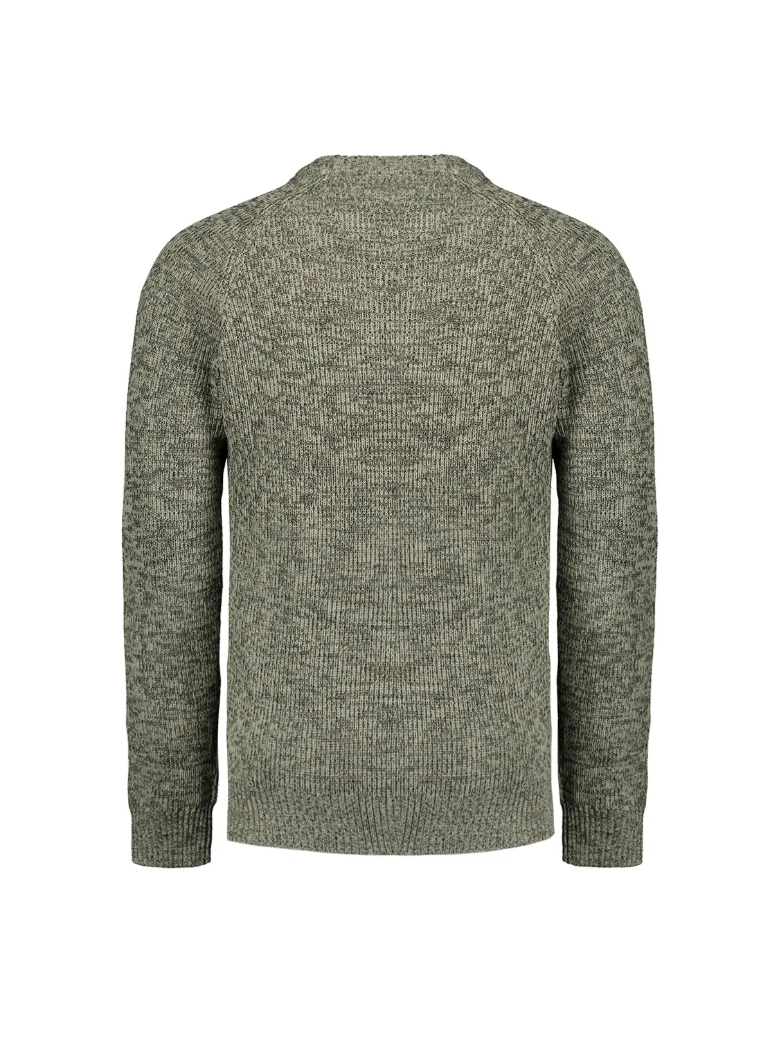 Round Neck Sweater with Tri-Color Rib Pattern: Stylish Comfort with a Colorful Twist | Smoke