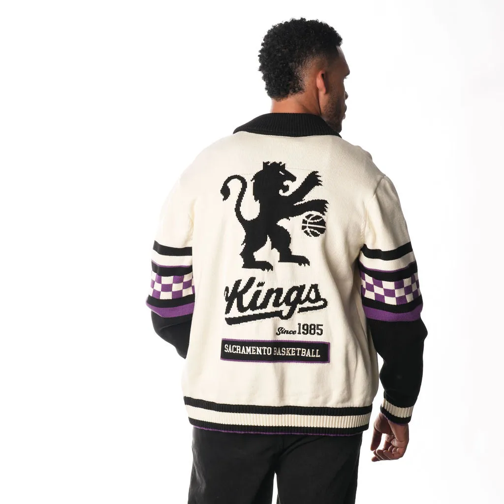 SACRAMENTO KINGS JACQUARD BUTTON UP SWEATER - CREAM