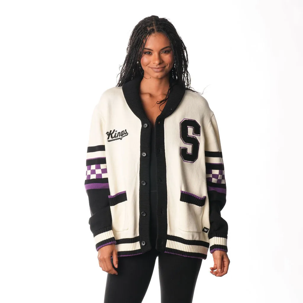 SACRAMENTO KINGS JACQUARD BUTTON UP SWEATER - CREAM