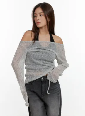 See-Through Off Shoulder Long Sleeve Top CL404 See-Through Off Shoulder Long Sleeve Top CL404