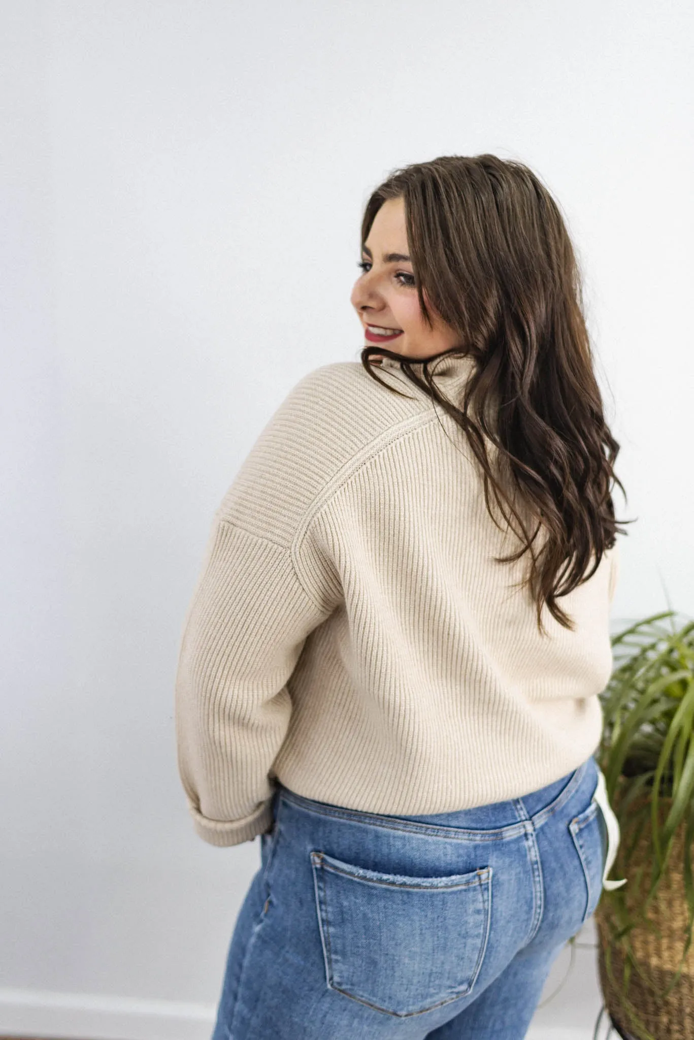 Somewhere New Ribbed Quarter Zip Sweater