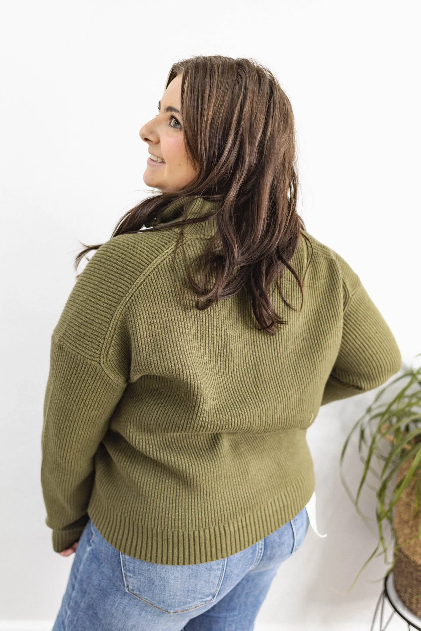 Somewhere New Ribbed Quarter Zip Sweater