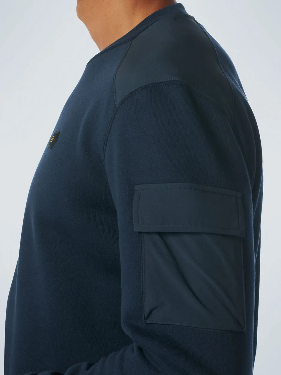 Sweater Crewneck With Woven Contrast | Night