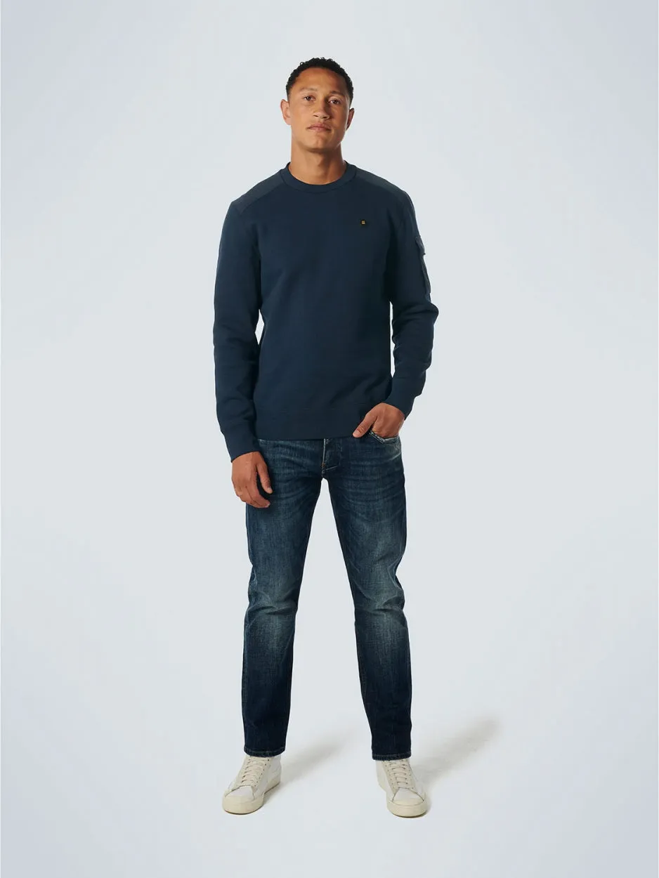 Sweater Crewneck With Woven Contrast | Night