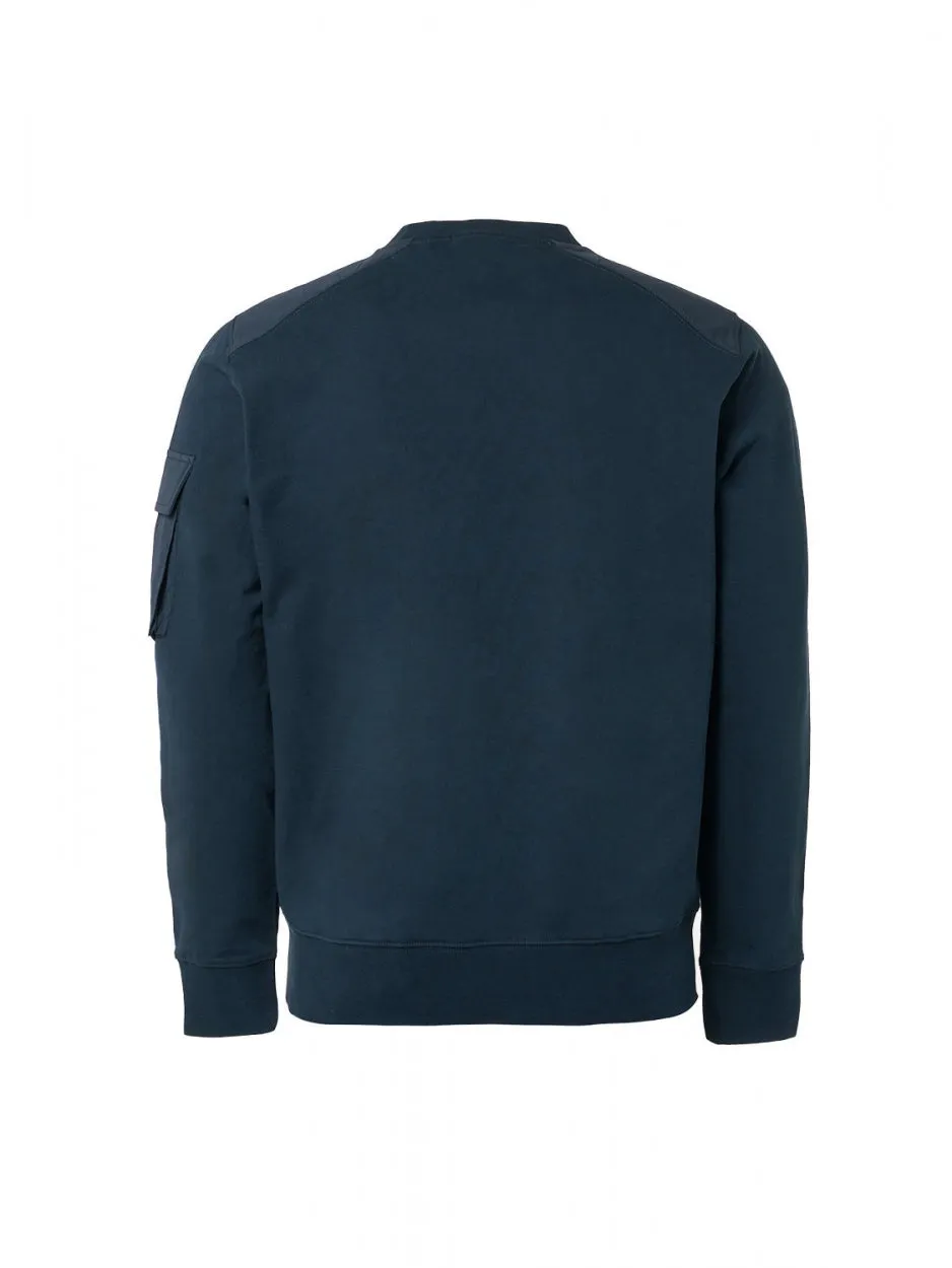 Sweater Crewneck With Woven Contrast | Night