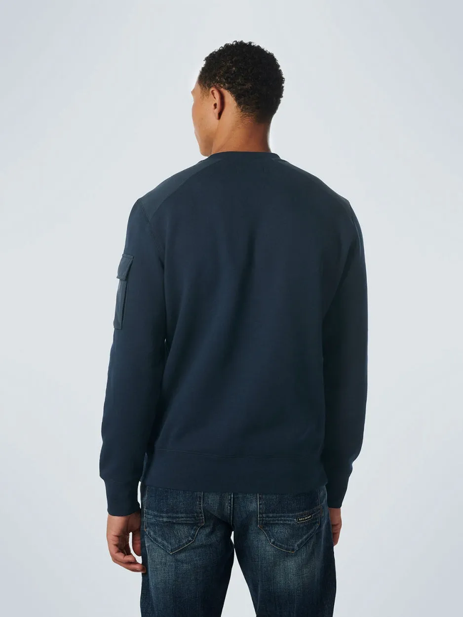 Sweater Crewneck With Woven Contrast | Night