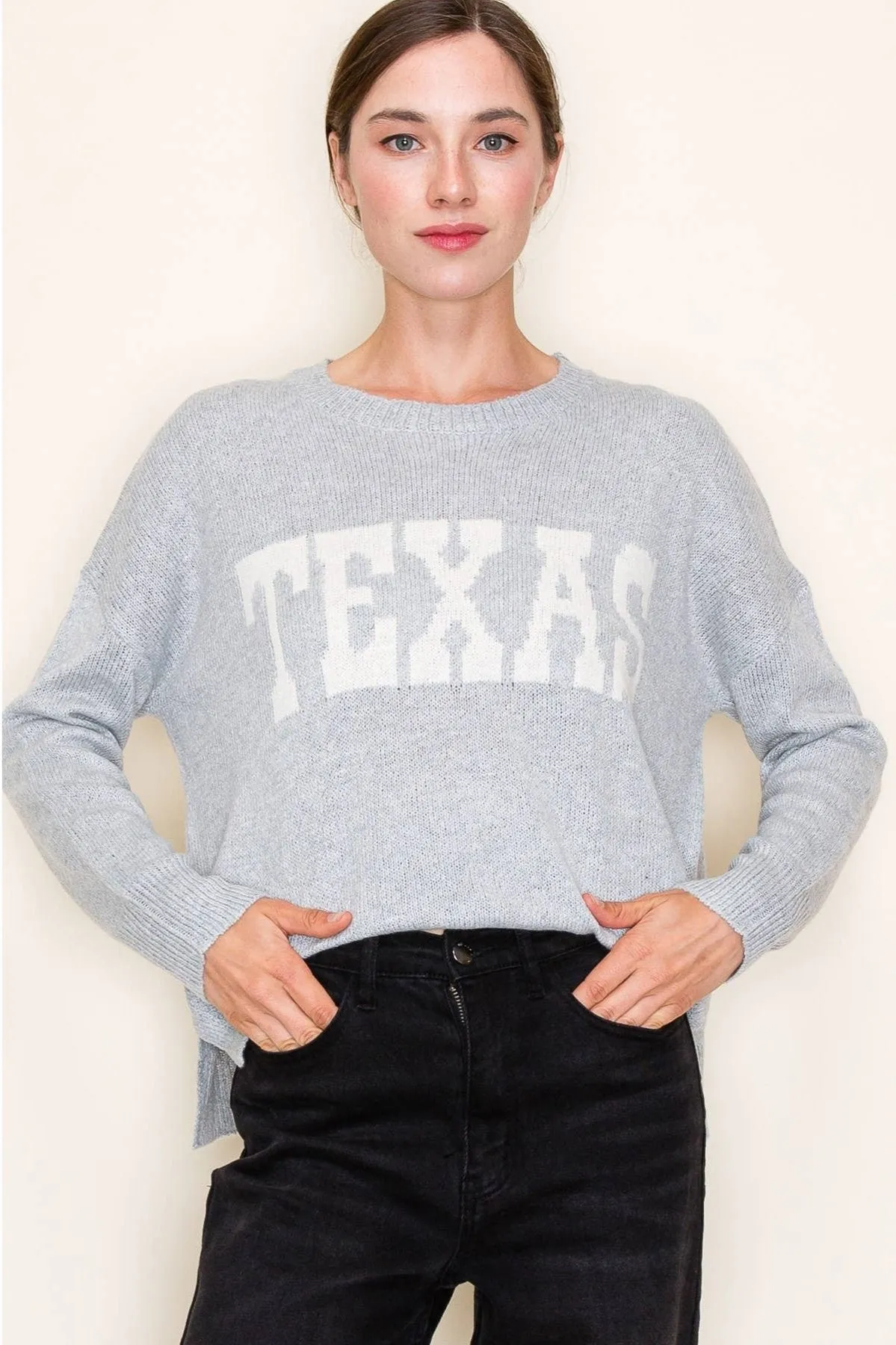 Texas Pullover Sweater in Heather Gray