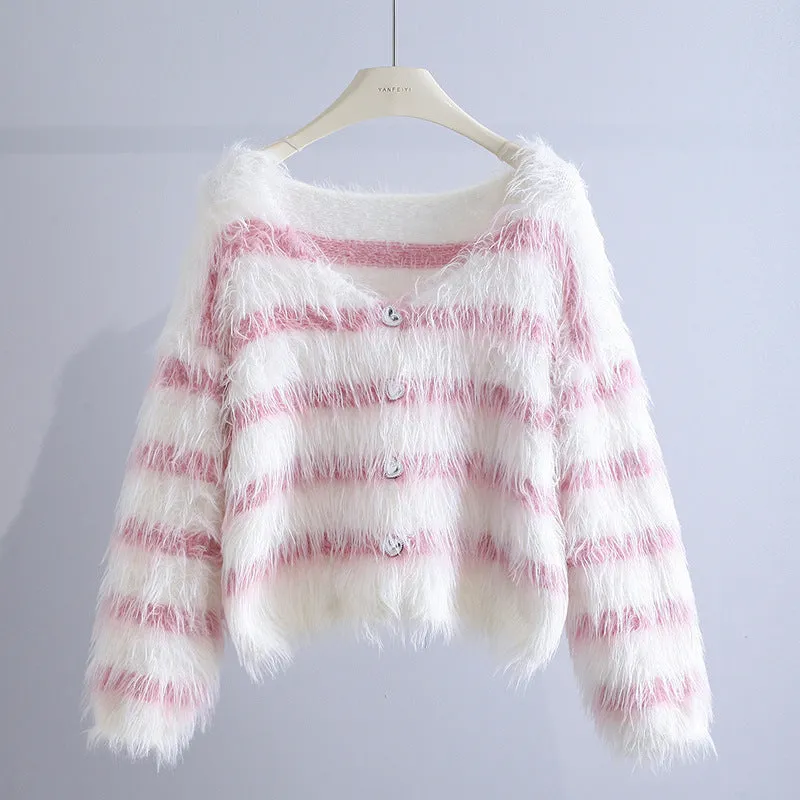 Trendy Women's Loose Striped Sweater Jacket – Must-Have Fall Fashion