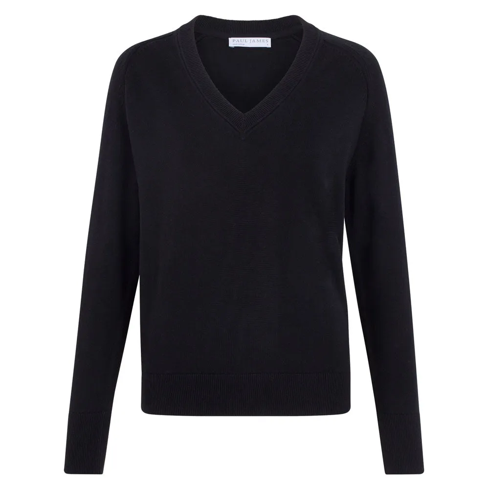 Womens Lightweight Cotton Deep V Neck Jumper